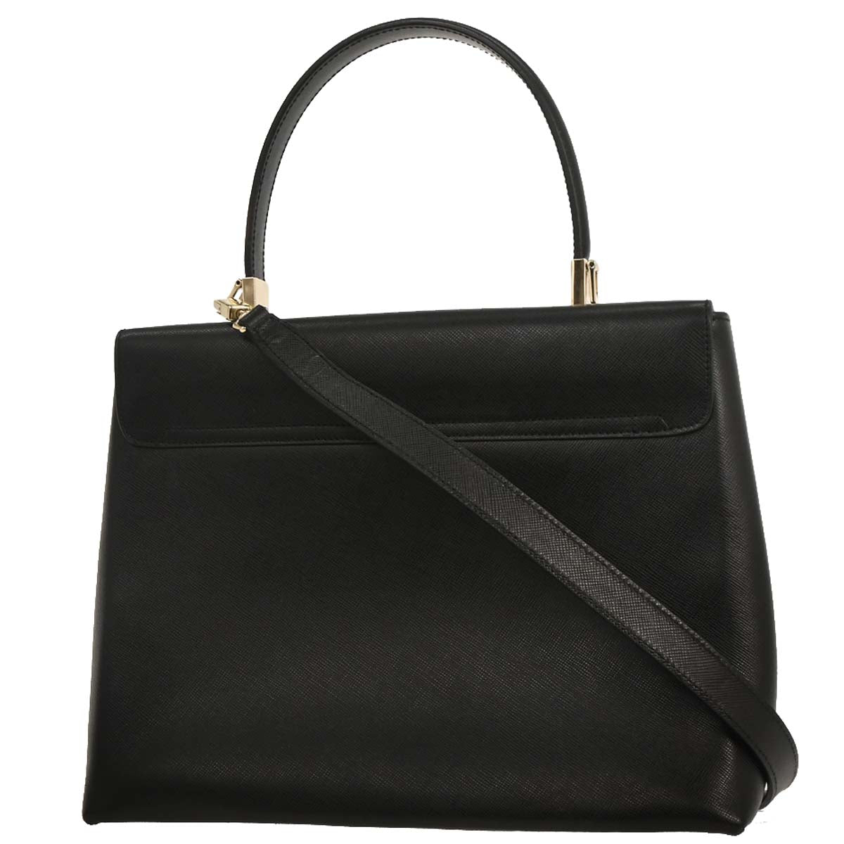 Salvatore Ferragamo Black Gancini 2way Shoulder Handbag