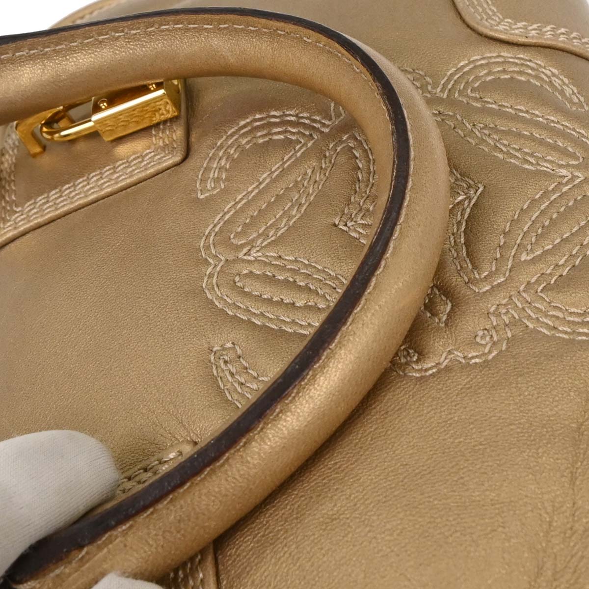 Loewe Gold Lambskin Amazona 28 Handbag