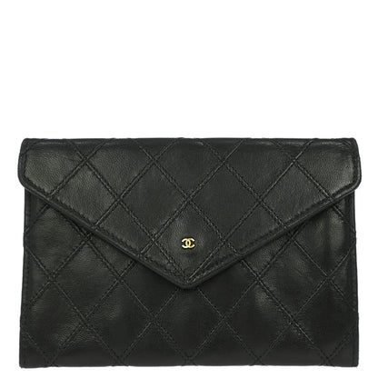Chanel Black Lambskin Bicolore Wallet Coin Purse