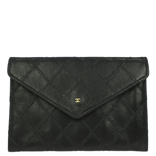 Chanel Black Lambskin Bicolore Wallet Coin Purse