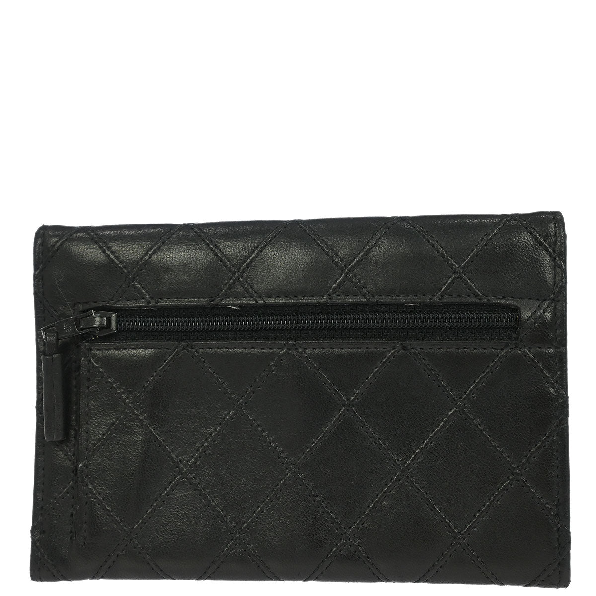 Chanel Black Lambskin Bicolore Wallet Coin Purse