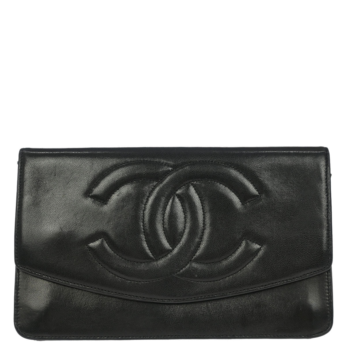 Chanel 1991-1994 Black Lambskin Wallet Purse