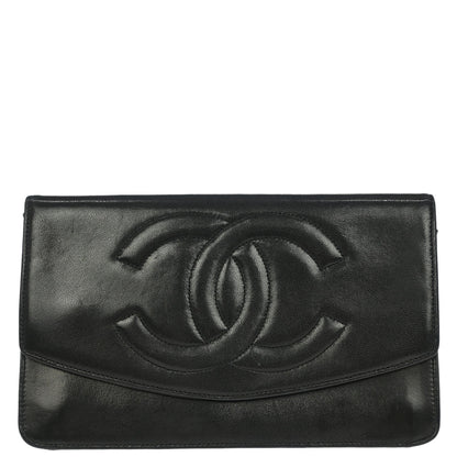 Chanel 1991-1994 Black Lambskin Wallet Purse