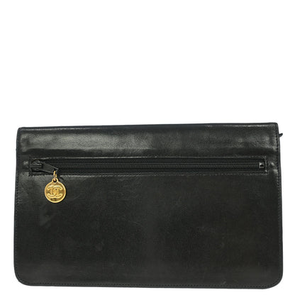 Chanel 1991-1994 Black Lambskin Wallet Purse