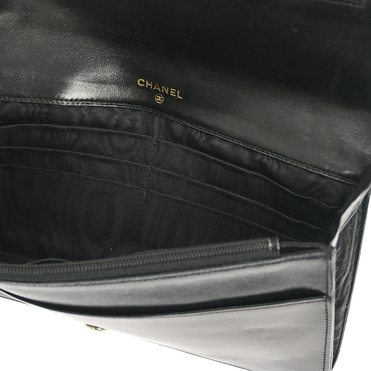 Chanel 1991-1994 Black Lambskin Wallet Purse