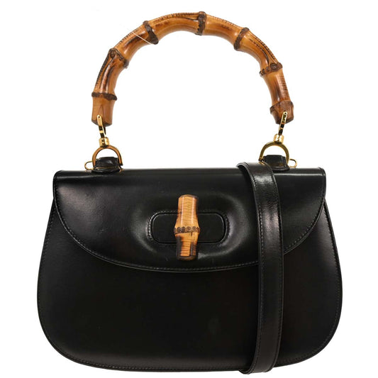 Gucci Black Bamboo 2way Shoulder Handbag