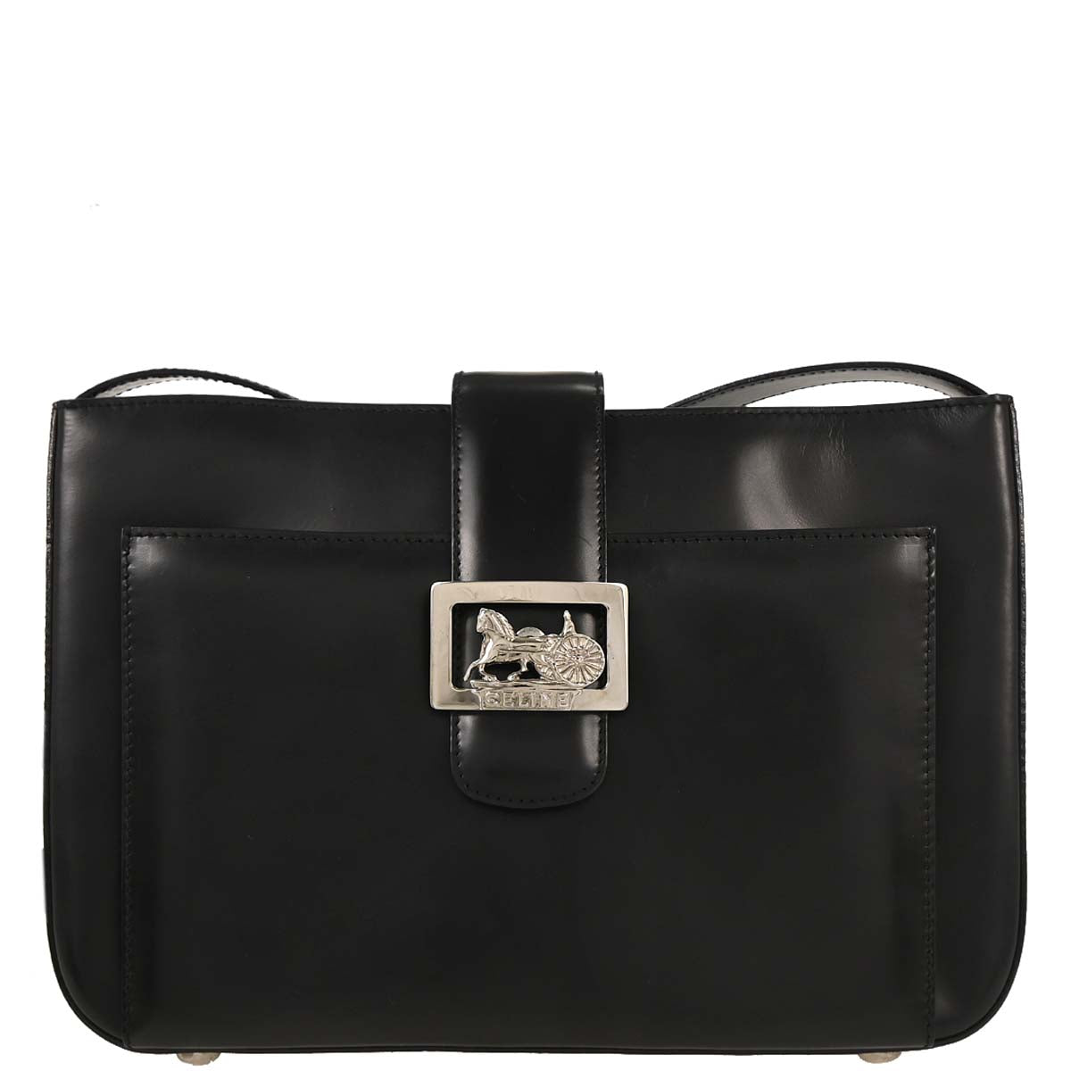 Celine Black Horse Carriage Shoulder Bag