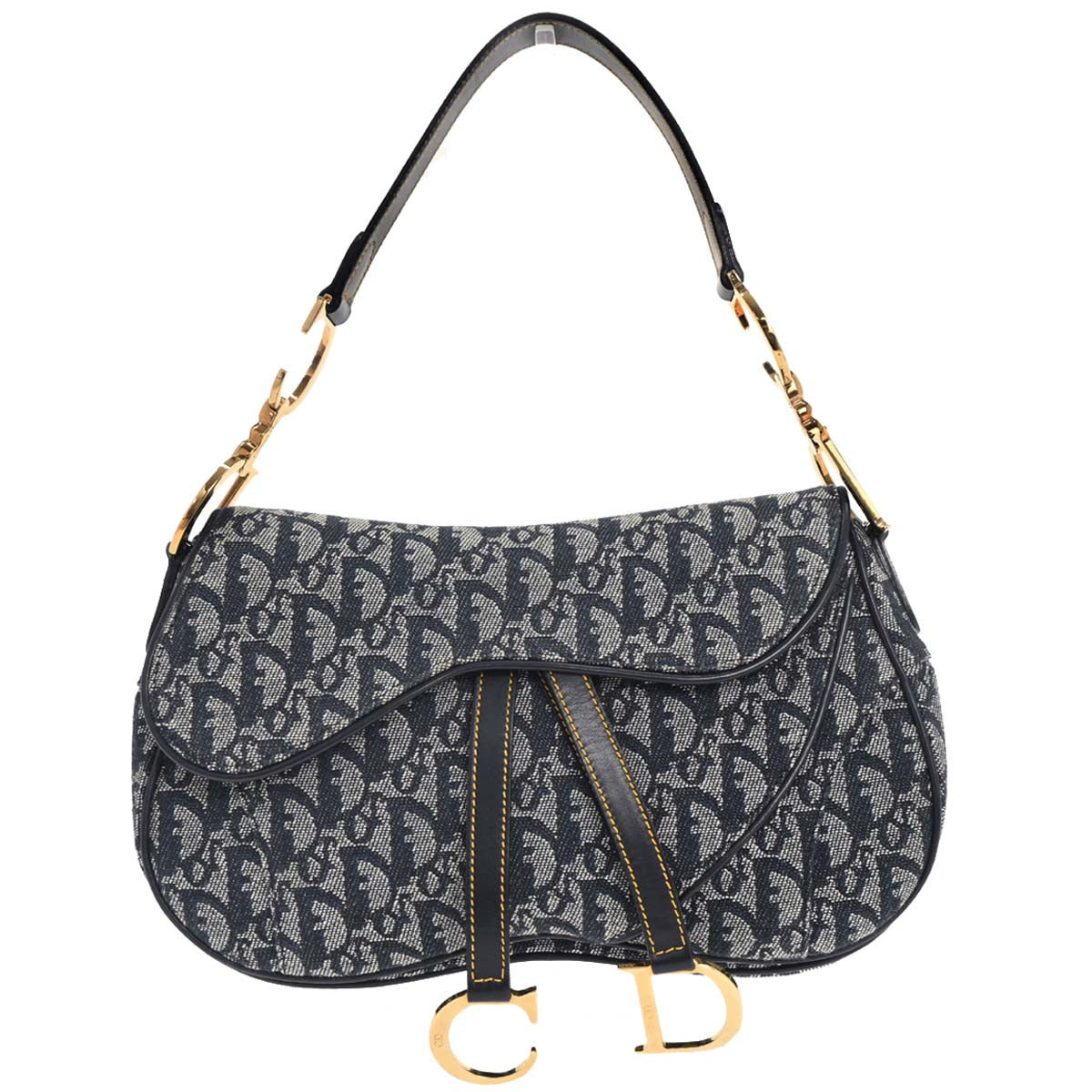 Christian Dior Navy Trotter Double Saddle Handbag