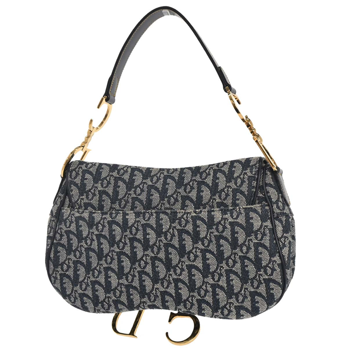 Christian Dior Navy Trotter Double Saddle Handbag