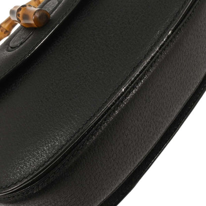 Gucci Black Pigskin Bamboo 2way Shoulder Handbag