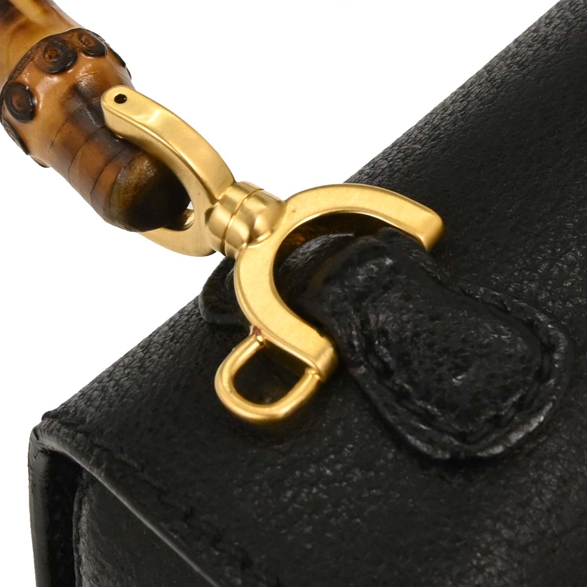 Gucci Black Pigskin Bamboo 2way Shoulder Handbag