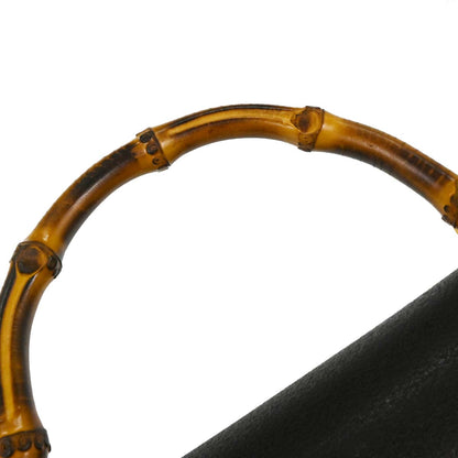 Gucci Black Pigskin Bamboo 2way Shoulder Handbag