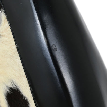 Christian Dior * Black White Fur Medium Lady Dior 2way Shoulder Handbag