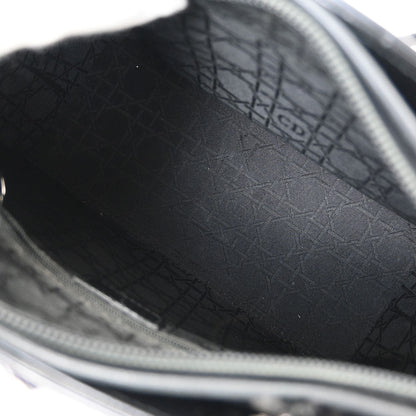 Christian Dior * Black White Fur Medium Lady Dior 2way Shoulder Handbag