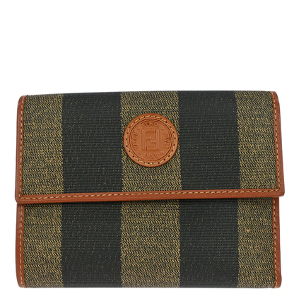 Fendi Black Brown Pequin Wallet