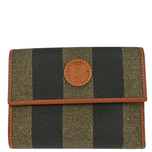 Fendi Black Brown Pequin Wallet