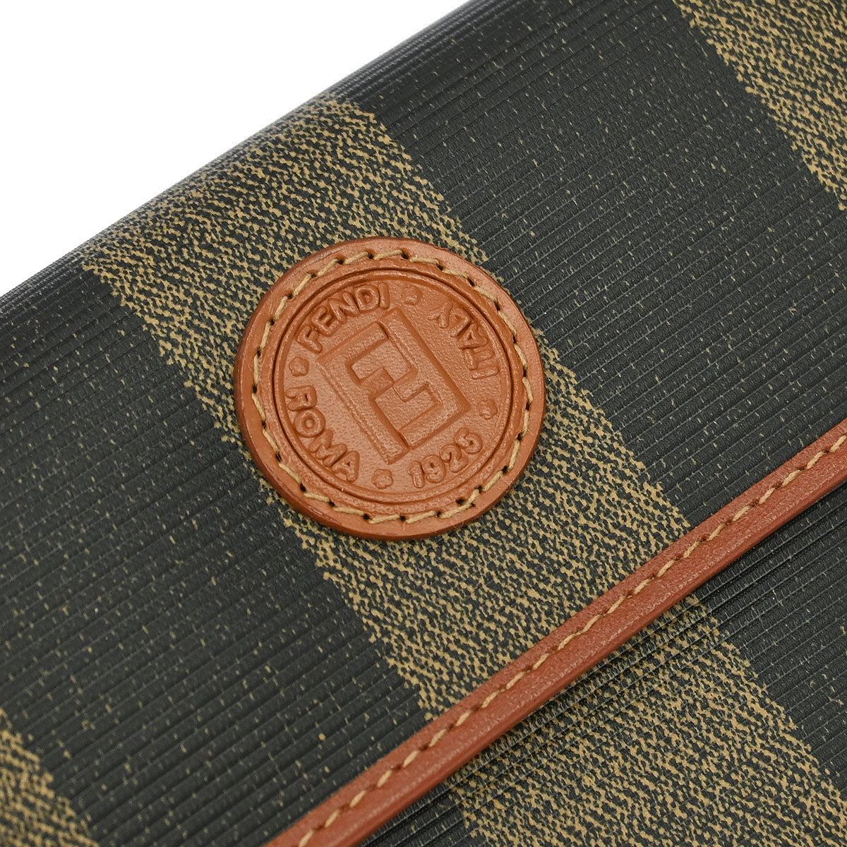 Fendi Black Brown Pequin Wallet