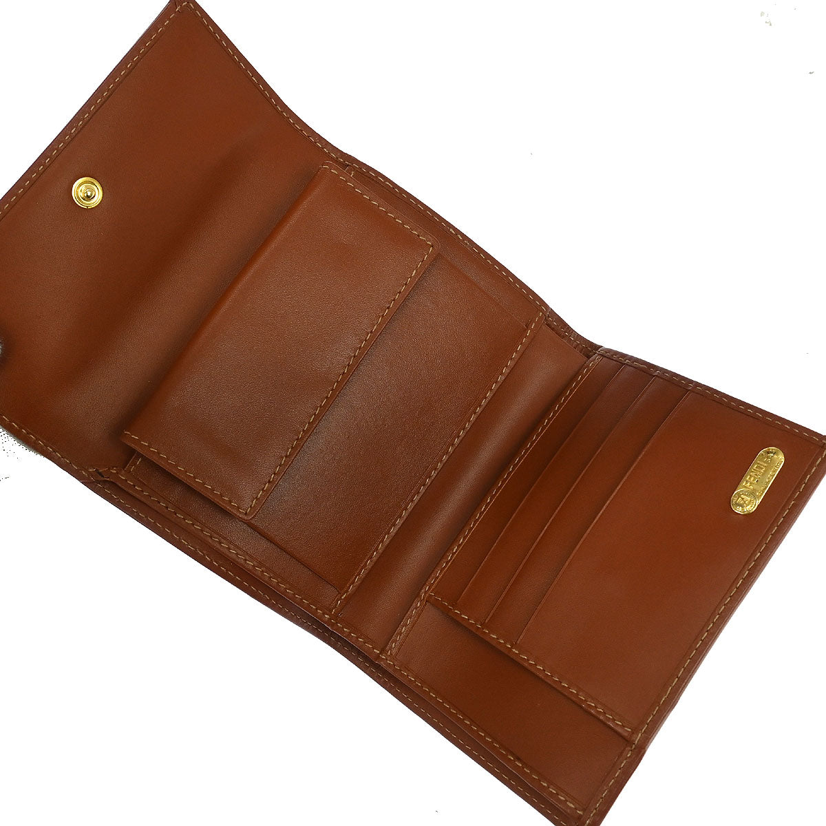 Fendi Black Brown Pequin Wallet