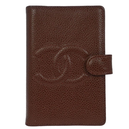 Chanel 1997-1999 Brown Caviar Note Book Cover Small Good