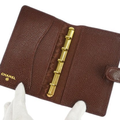 Chanel 1997-1999 Brown Caviar Note Book Cover Small Good