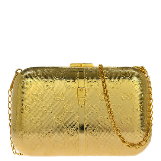 Gucci Gold Metal GG Pouch Chain Shoulder Bag