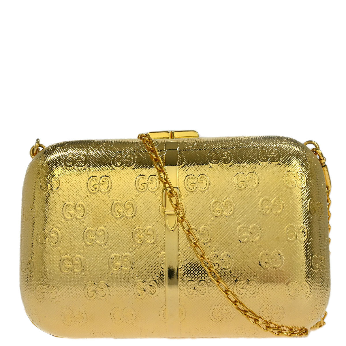 Gucci Gold Metal GG Pouch Chain Shoulder Bag