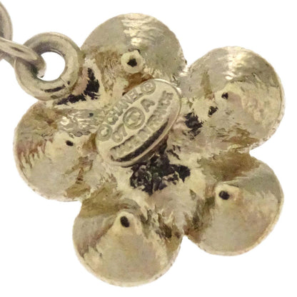 Chanel Dangle Flower Piercing Earrings Gold Rhinestone 07A