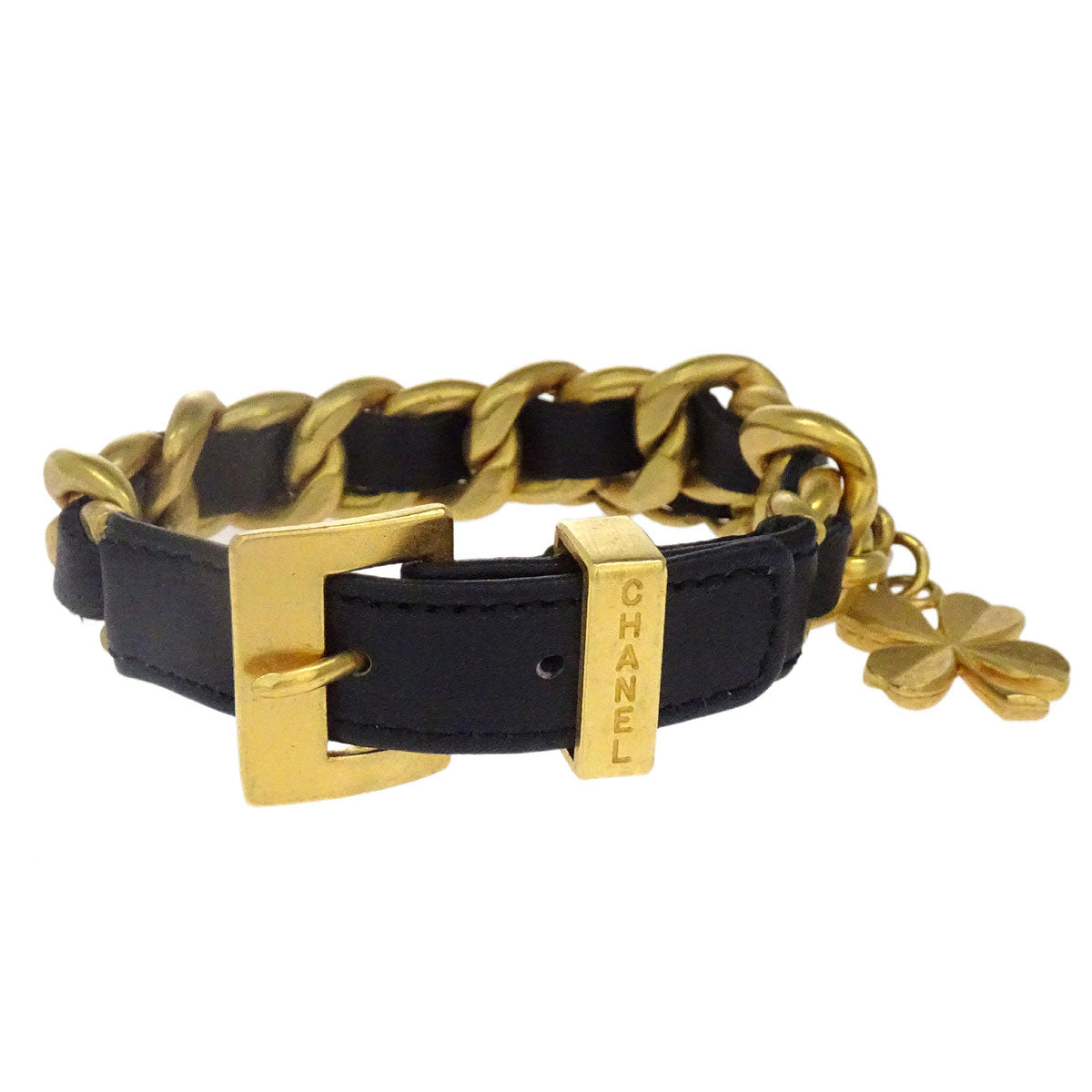 Chanel Clover Bracelet Gold Black 93A