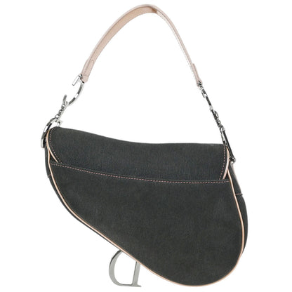 Christian Dior Gray Pink Denim Saddle Handbag
