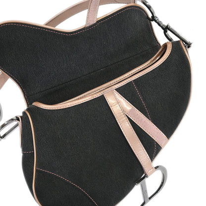 Christian Dior Gray Pink Denim Saddle Handbag