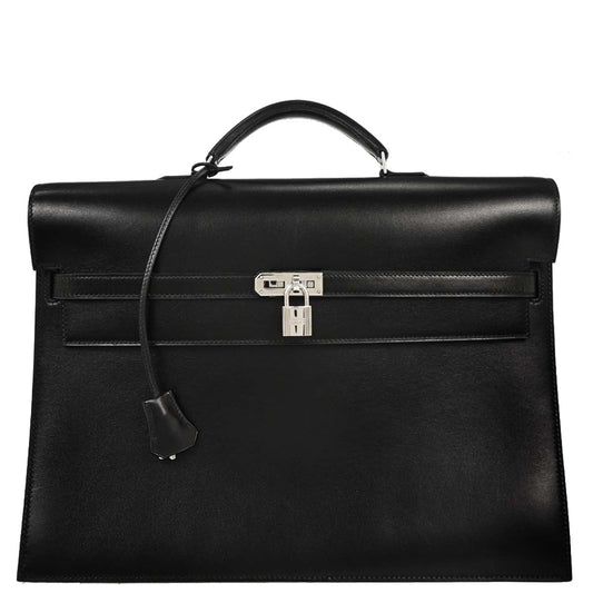 Hermes Black Box Calf Kelly Depeches 38 Briefcase