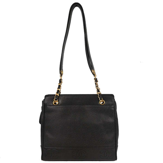 Chanel Black Caviar Triple CC Shoulder Tote Bag