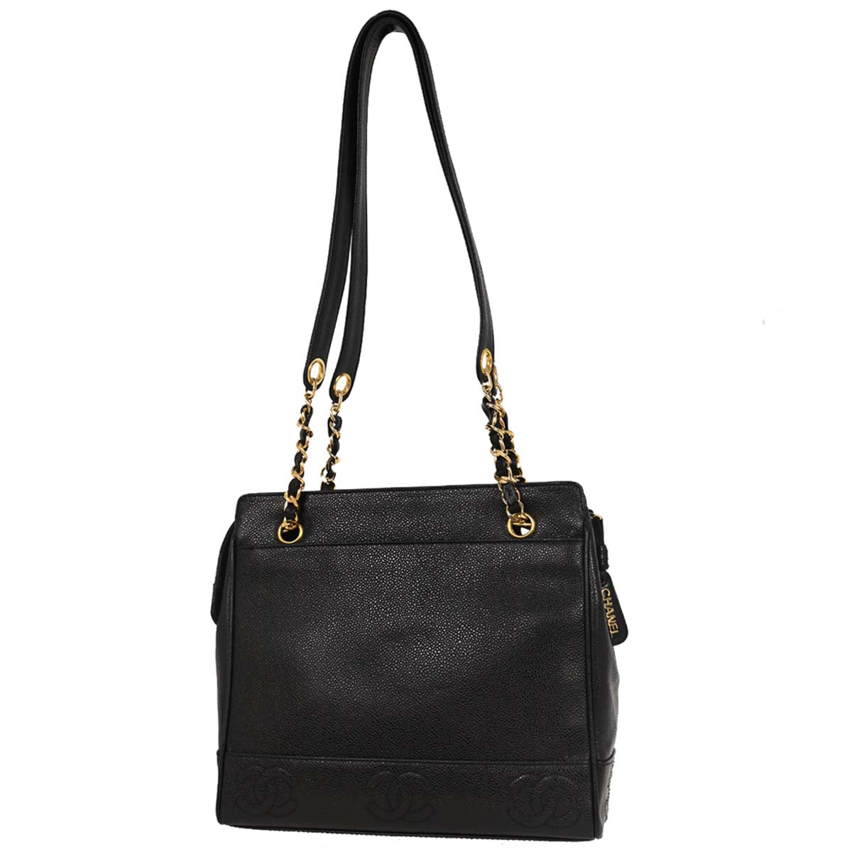 Chanel Black Caviar Triple CC Shoulder Tote Bag