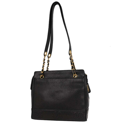 Chanel Black Caviar Triple CC Shoulder Tote Bag
