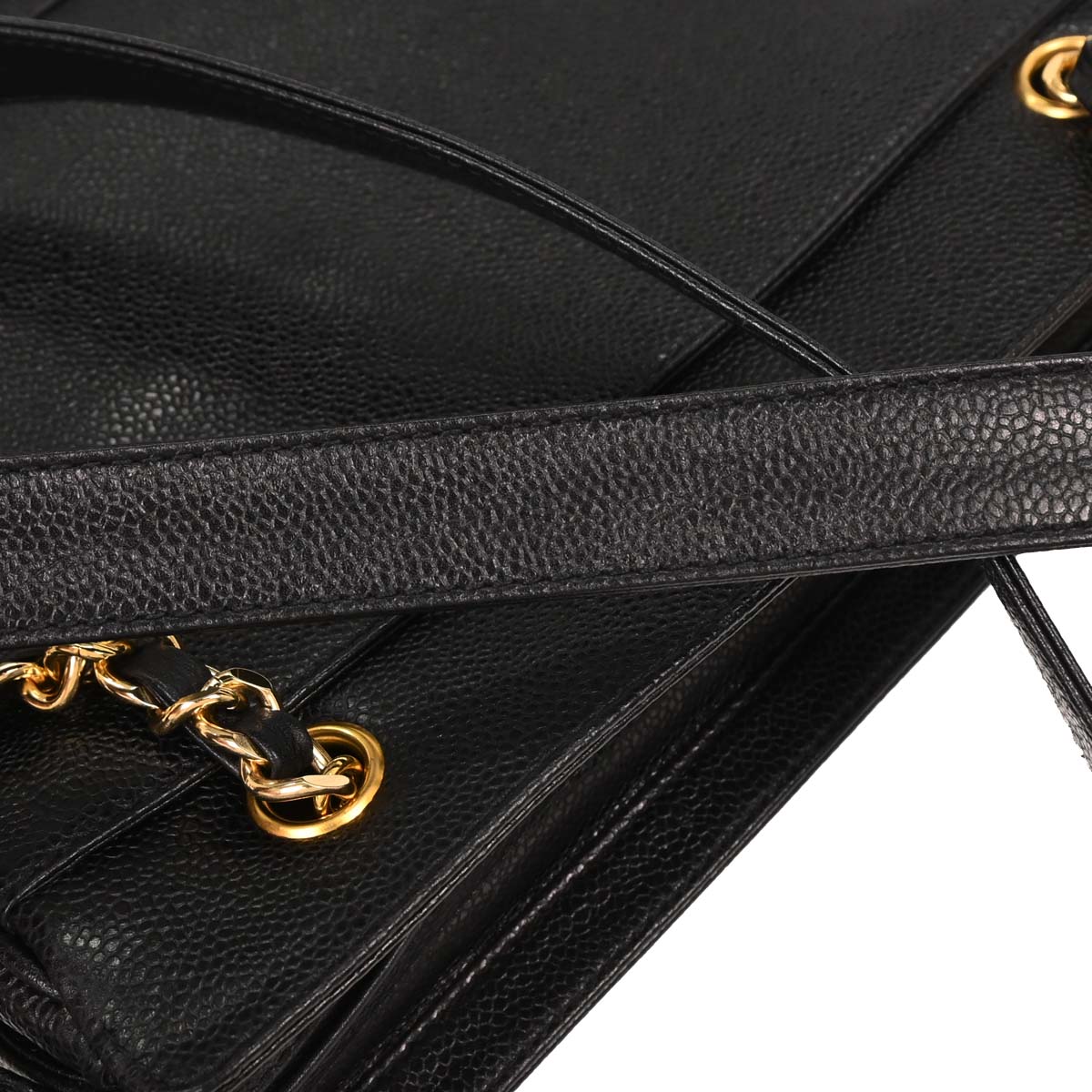 Chanel Black Caviar Triple CC Shoulder Tote Bag