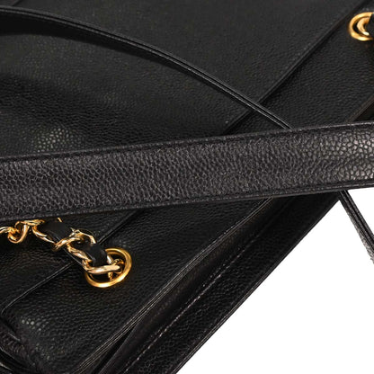Chanel Black Caviar Triple CC Shoulder Tote Bag