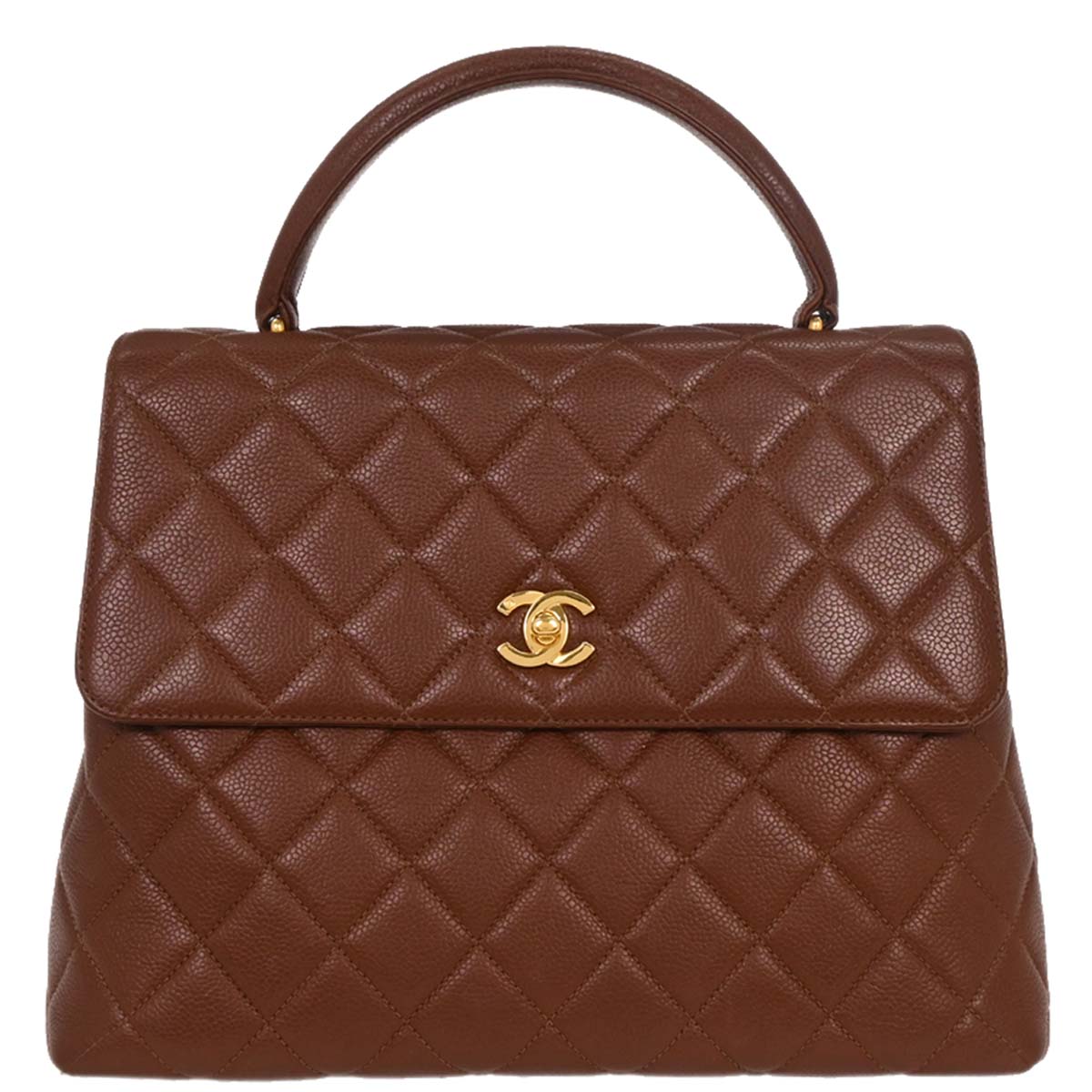 Chanel Brown Caviar Top Handle Handbag