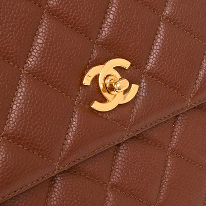 Chanel Brown Caviar Top Handle Handbag