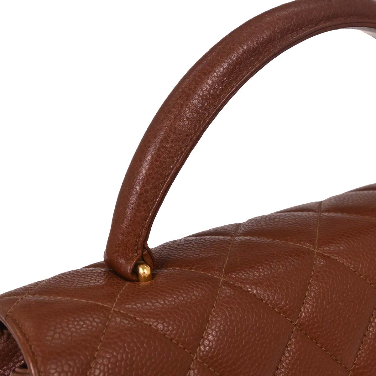 Chanel Brown Caviar Top Handle Handbag