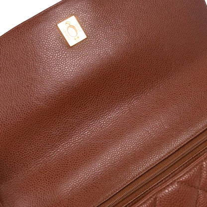 Chanel Brown Caviar Top Handle Handbag
