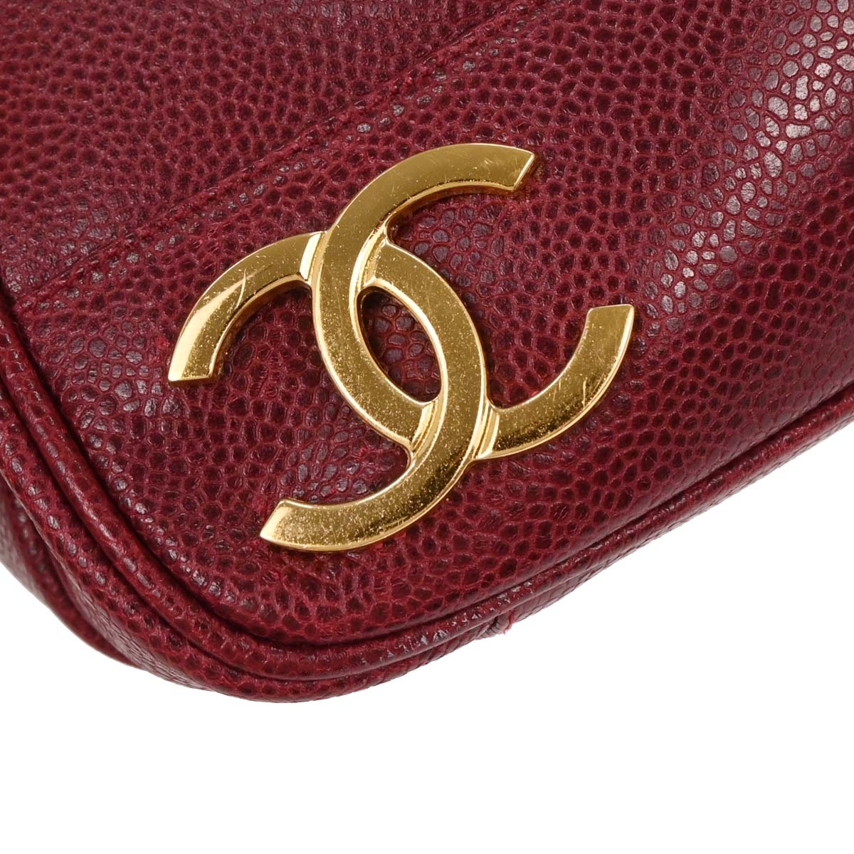 Chanel 1994-1996 Bordeaux Caviar Triple CC Shoulder Tote Bag