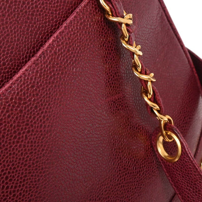 Chanel 1994-1996 Bordeaux Caviar Triple CC Shoulder Tote Bag