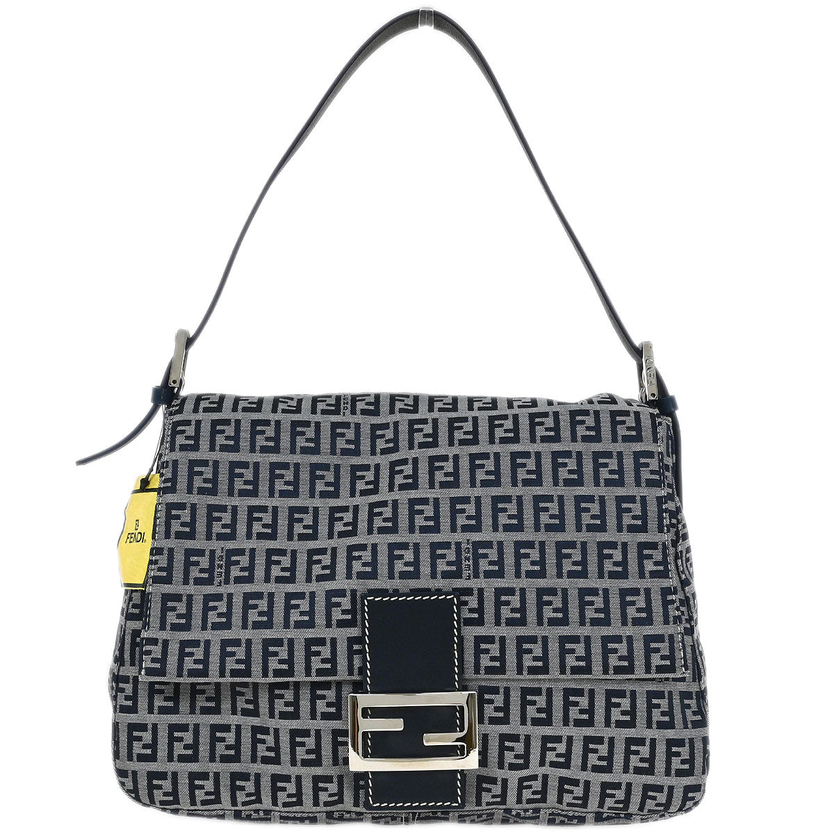 Fendi Navy Gray Zucchino Mamma Baguette Handbag