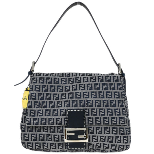 Fendi Navy Gray Zucchino Mamma Baguette Handbag
