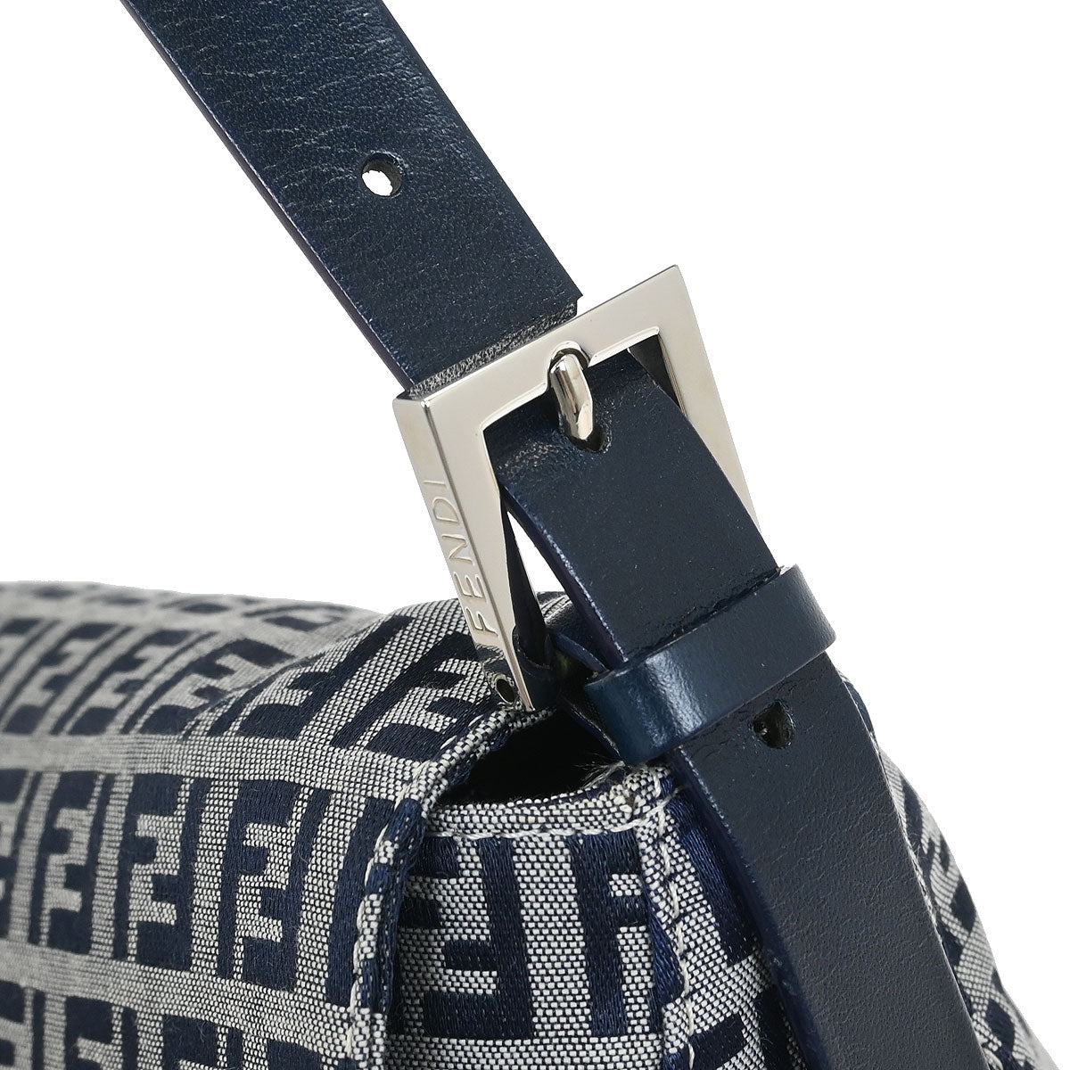 Fendi Navy Gray Zucchino Mamma Baguette Handbag
