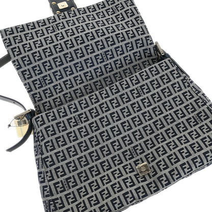 Fendi Navy Gray Zucchino Mamma Baguette Handbag