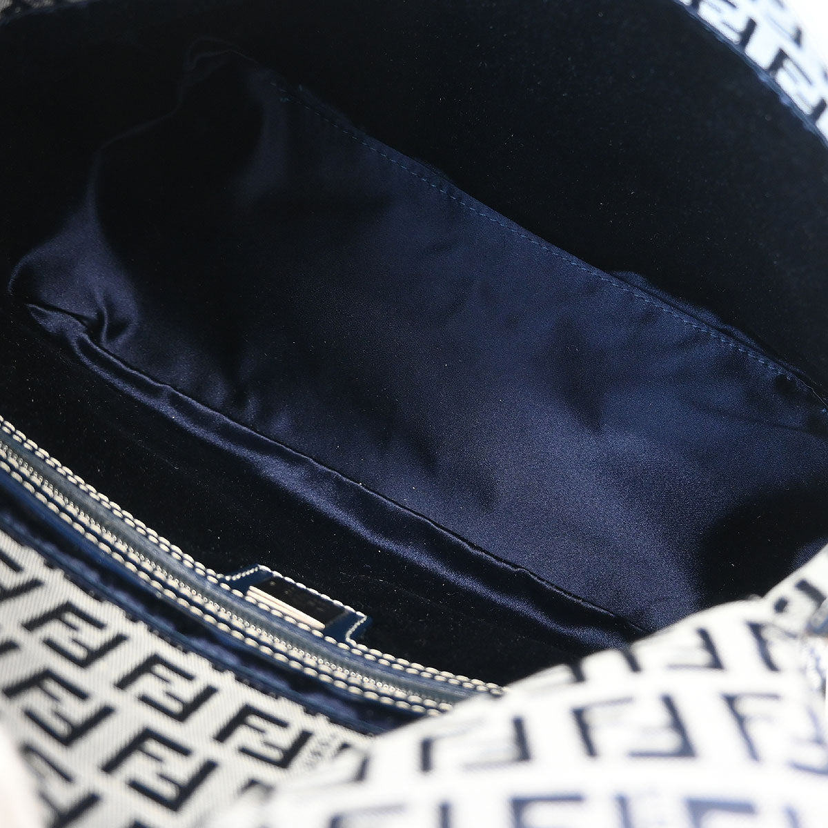 Fendi Navy Gray Zucchino Mamma Baguette Handbag