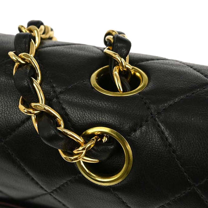 Chanel 1997-1999 Black Lambskin Medium Classic Double Flap Shoulder Bag