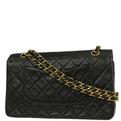 Chanel 1994-1996 Black Lambskin Medium Classic Double Flap Shoulder Bag