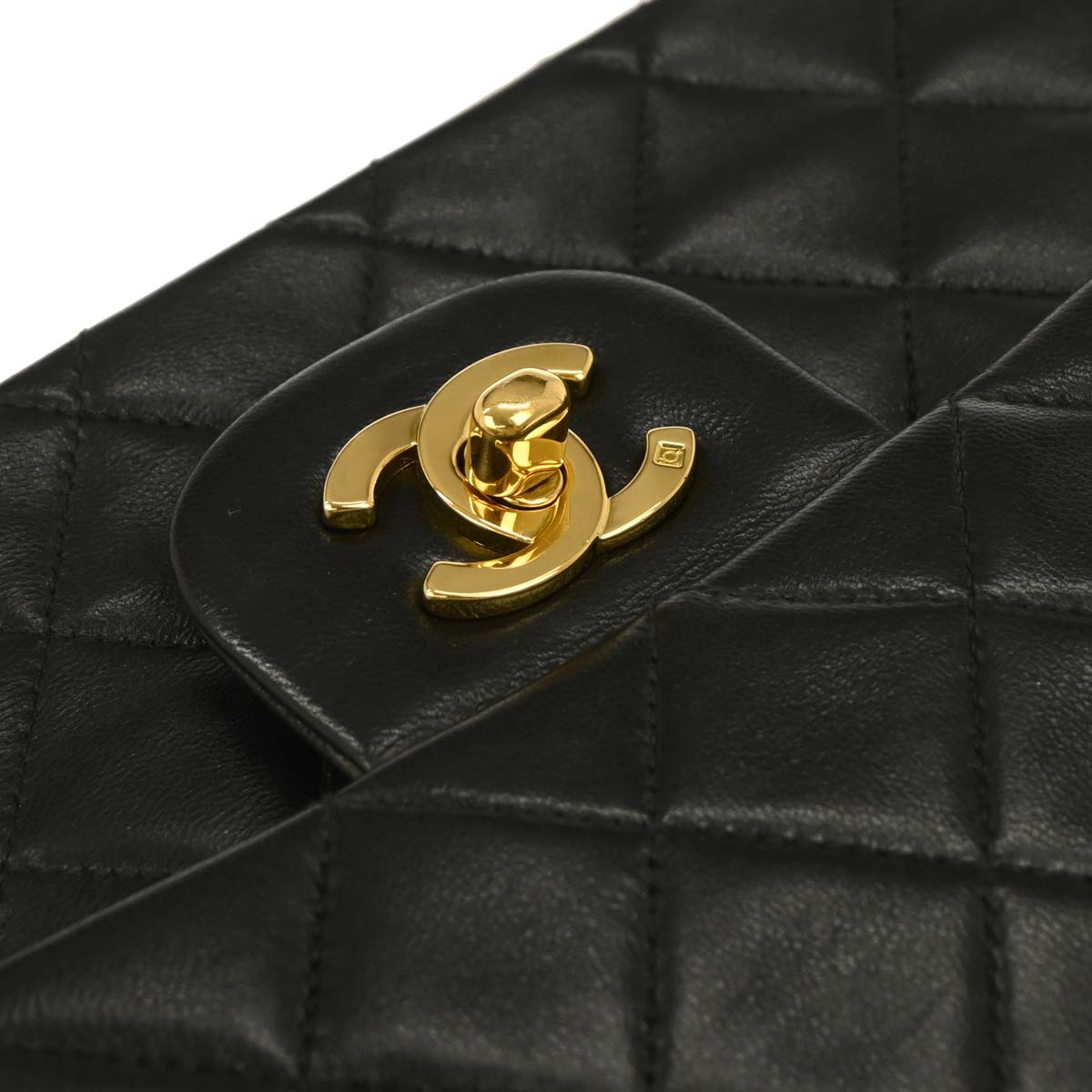 Chanel 1994-1996 Black Lambskin Medium Classic Double Flap Shoulder Bag